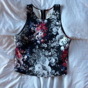 Abercrombie & Fitch Floral Crop Top - Black and Red